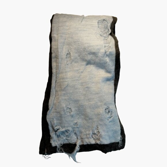 Long Smartwool Knit Scarf Distressed Shabby Frayed Grunge Shredder Boarder - Picture 3 of 9